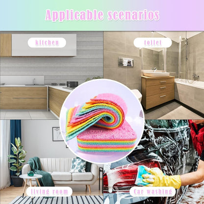 12-Layer Tearable Rainbow Rag, Reusable Dual Sided Dish Sponge, Rainbow Scrub Sponge,