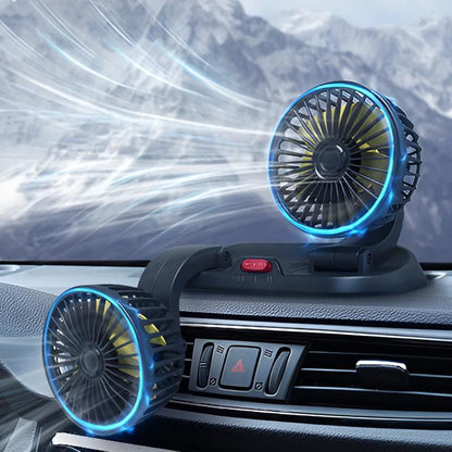 12v Car Dashboard cooling fan, dual head fan 360 degree rotation Fan