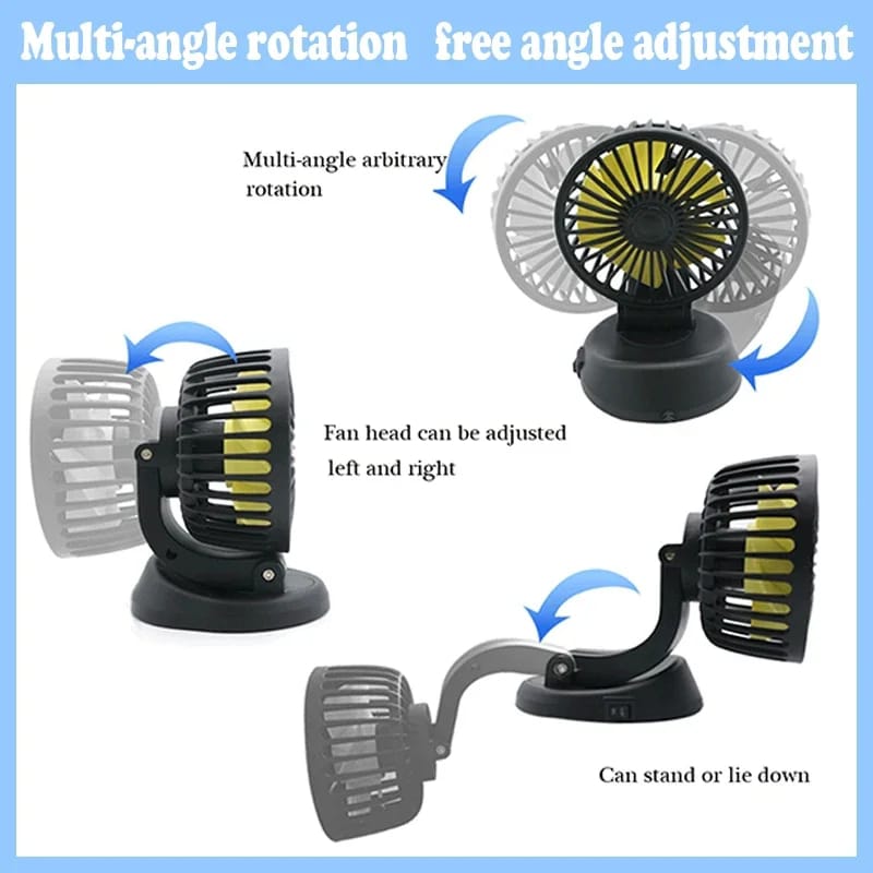Portable Car Cooling Fan | Multi-Angle Rotatable with USB cable for Car