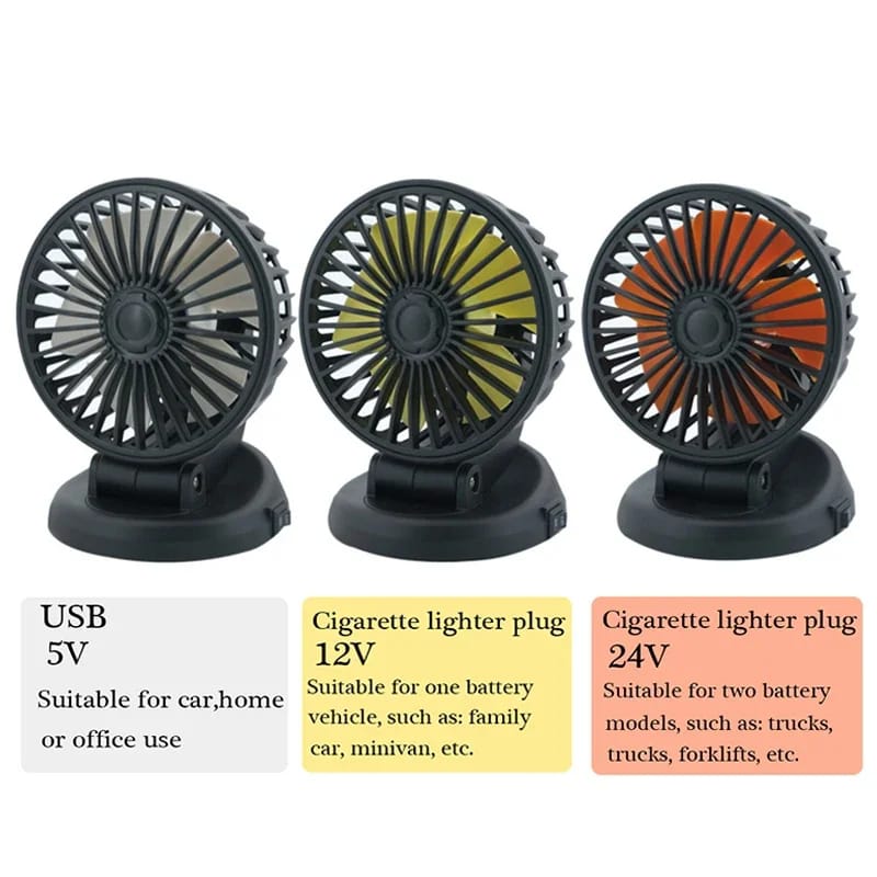 Portable Car Cooling Fan | Multi-Angle Rotatable with USB cable for Car