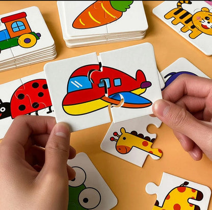 32 PCs - Montessori Toddler Card Matching Education Puzzle Toy Cartoon Jigsaw