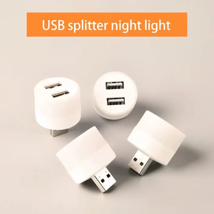 Portable USB Night Light Splitter with 2 Ports for Laptop,PC and CHARGING