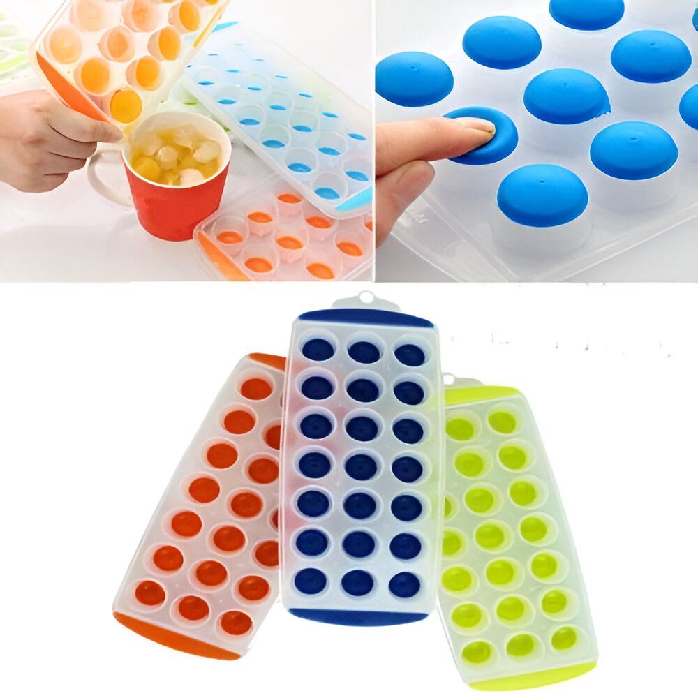 21 Grid Pop Up Ice Cube Tray With Lid Cover (Random