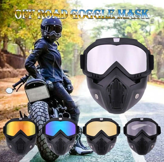 (NW000393) Motorcycle Goggles with Removable Full Face Mask Riding Glasses Dirt Bike