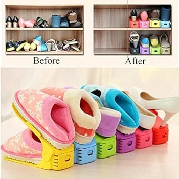 Pack of 2 Double Layer Adjustable Shoe Bracket Storage Shoe Rack |
