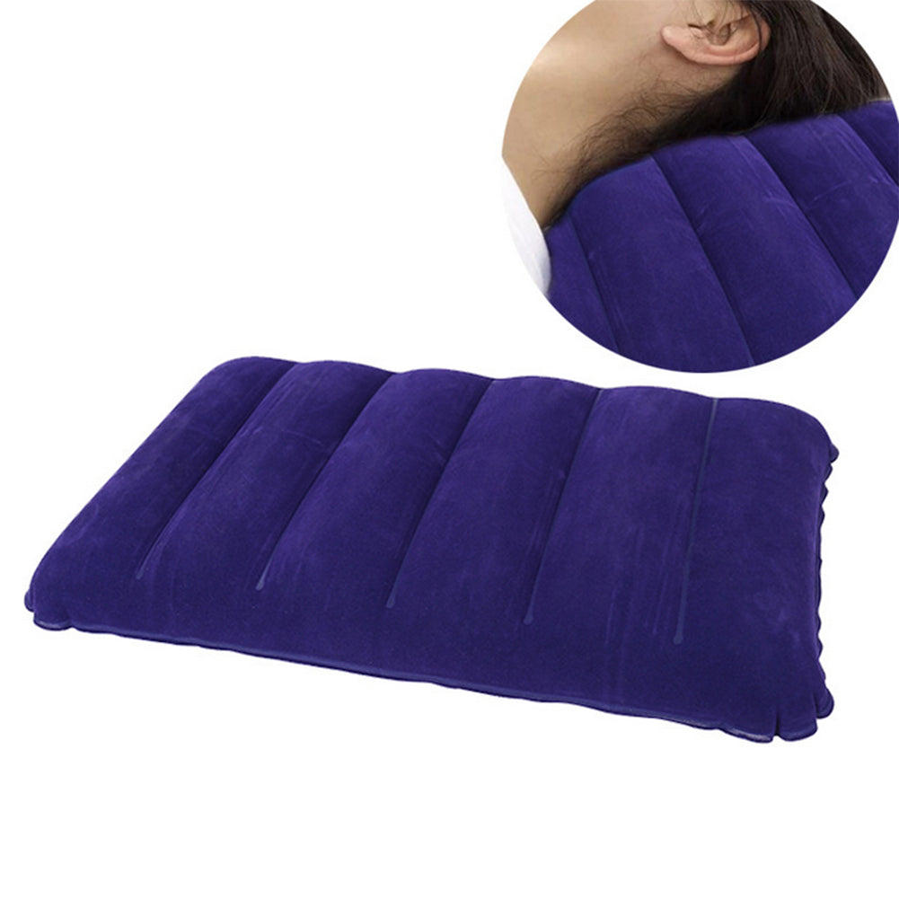 Inflatable Flocked Velvet Camping Sleeping Travel Pillow