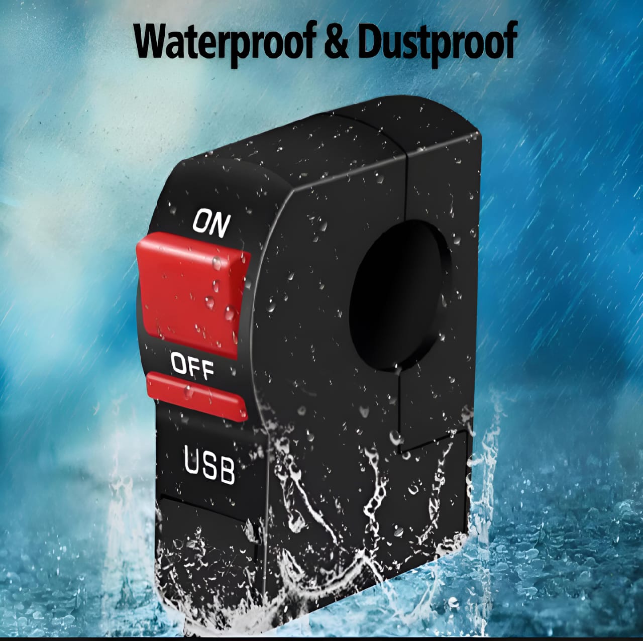 On/Off &amp; USB port 2 Amp 5 V universal switch for bike,