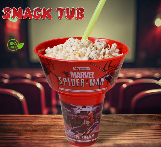2 in 1 Snack Tub with Straw Glass For Kids Frozen Barbie
