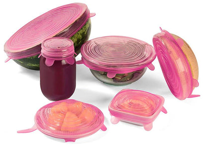 6Pcs Kitchen Reusable Silicone Seal Lid, Universal Silicone Stretch Lids for Food