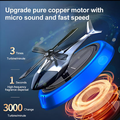 Solar Powered Rotating Helicopter Car Aromatherapy Air Freshener Alloy ABS Wood Fragrance
