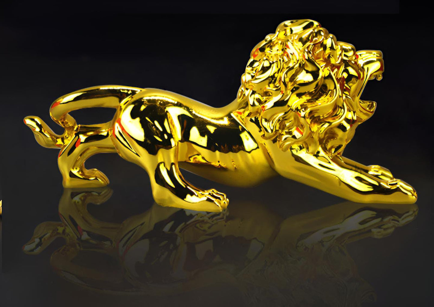 Get Golden Lion Car Dashboard Decoration | Modern Abstract Style Resin Panther