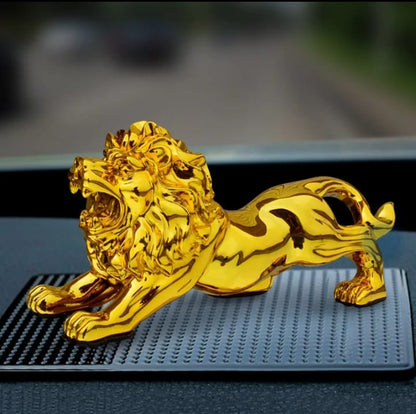 Get Golden Lion Car Dashboard Decoration | Modern Abstract Style Resin Panther