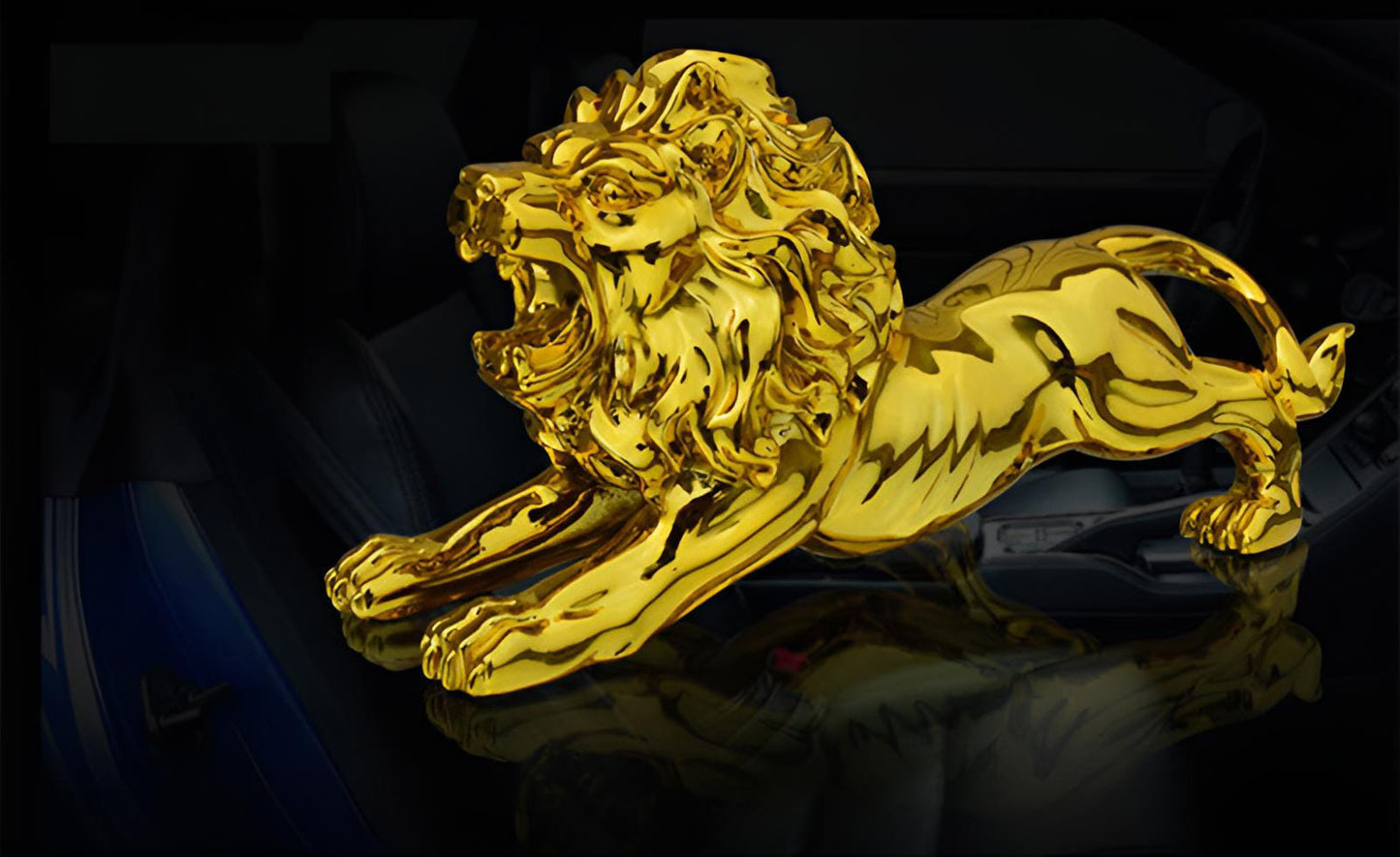 Get Golden Lion Car Dashboard Decoration | Modern Abstract Style Resin Panther