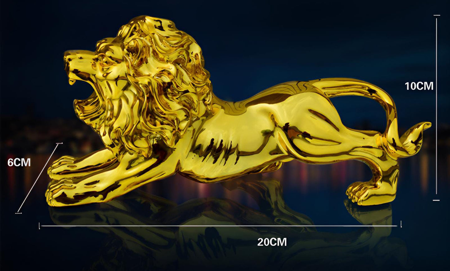 Get Golden Lion Car Dashboard Decoration | Modern Abstract Style Resin Panther