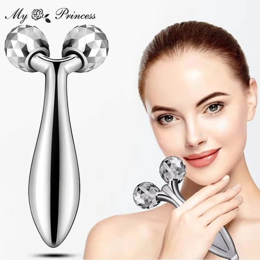 3D Face Massager Roller 360° Rotation Handheld Y-Shape Plastic Tool for