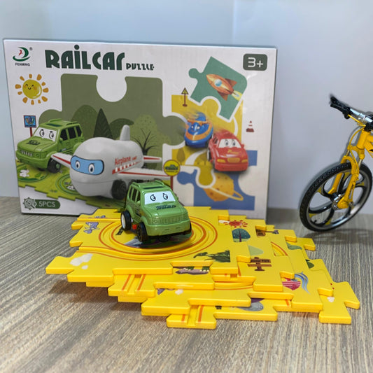 Puzzle Track Car Play Set / DIY Building Block Train Rail Car