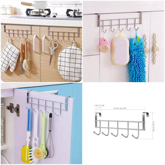 5 Hooks Over The Door Hanger / Metal Closet Organizer Door Hangers