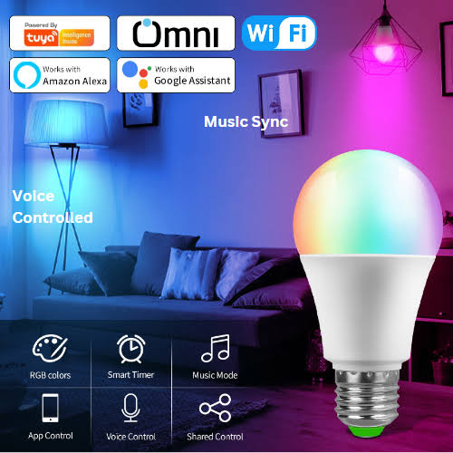 Color Changing Smart WIFI RGB led bulb, Dim-able and Color changing -