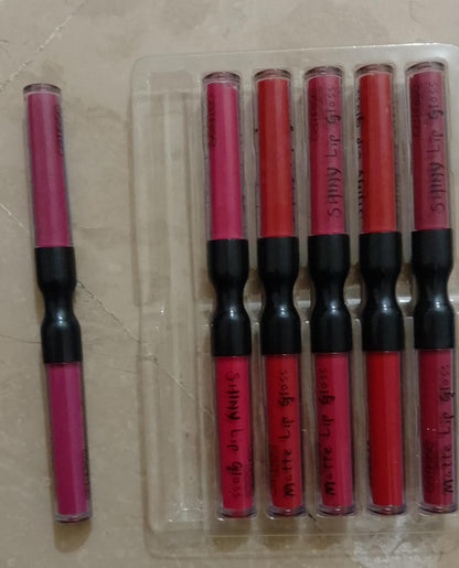 6 Pcs Set Matte and shiny dual lip gloss