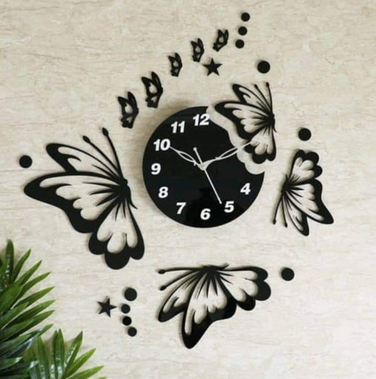 3d wall clock Butterfly Wooden Wall Clock