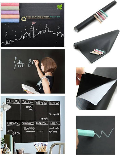 PVC Vinyl Black Board Wall Sticker Removable, with (2 pcs chalks)