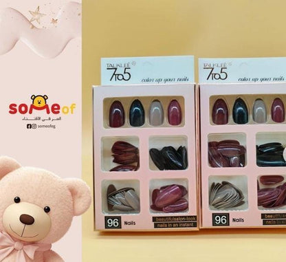 96 PCs nails without glue or sticker (Random Color)