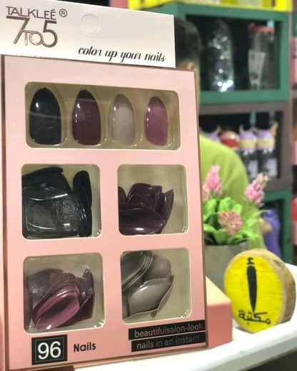 96 PCs nails without glue or sticker (Random Color)