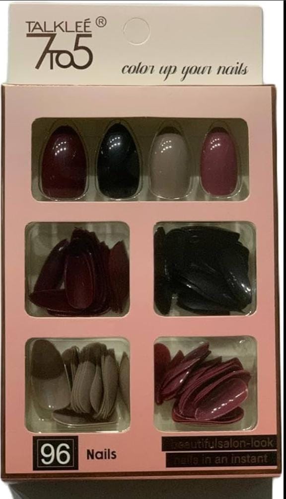 96 PCs nails without glue or sticker (Random Color)