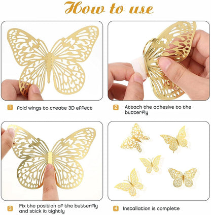 3D Wall Stickers Hollow Butterfly for Kids Rooms Home Wall Decor DIY