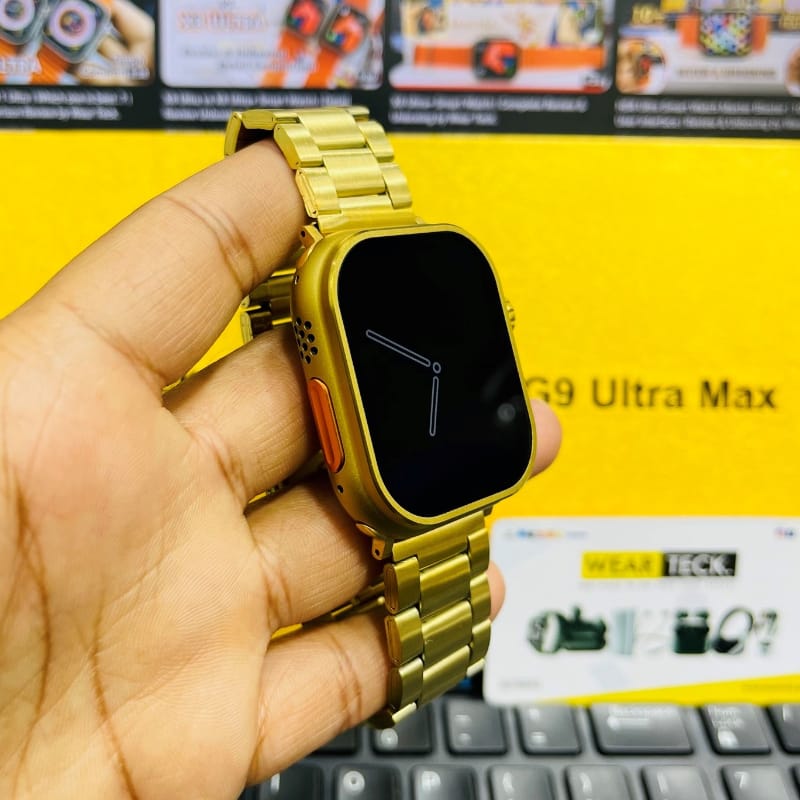 C9 Ultra Max Gold Edition Color Smartwatch 2.1 Inch Screen With Hryfine