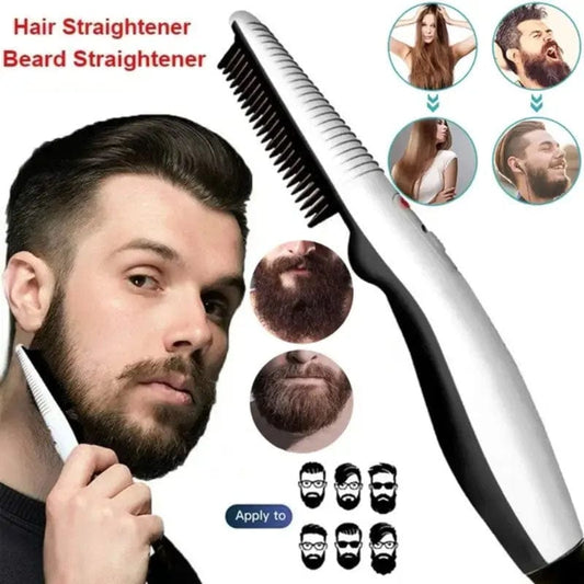 Rechargeable Hair Curler Beard Shawl Comb Multi functional Hair Straightener Comb Brush