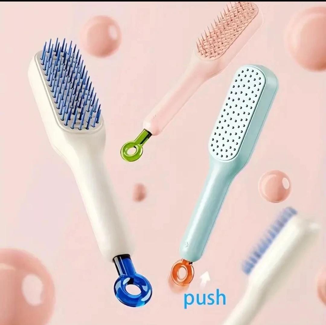 Self Cleaning Magic hair brush, One-click Cleaning Telescopic Hair Comb