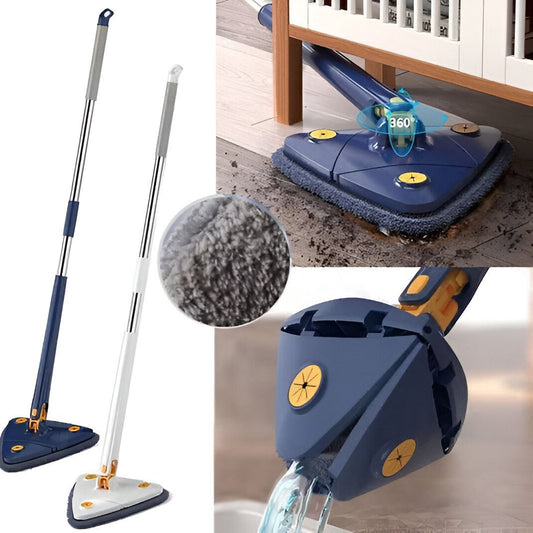 Extendable Triangle Mop 360 Twist Squeeze Window Glass Toilet Bathroom Floor Household