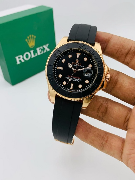 ( Golden ) Rolex Stylish Watch for Men Adjustable Rubber Strap |