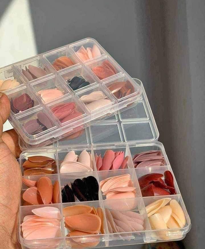 144 PCs nails box colorful and Shiny nails box (Random Color)