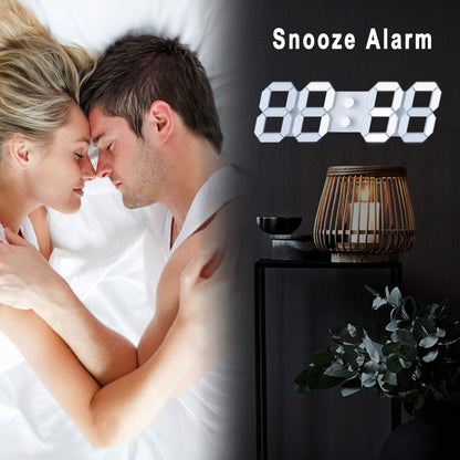 White 3D Led Digital Clock, Desk Alarm Clock | Home Decoration Wall
