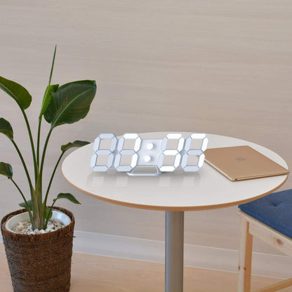 White 3D Led Digital Clock, Desk Alarm Clock | Home Decoration Wall