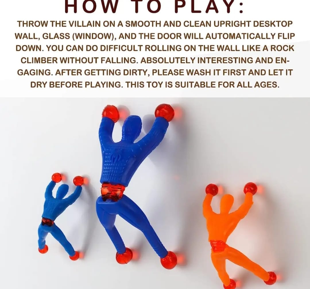 Pack Of 20 Sticky Spider Man Climbing Wall Toy For Kids Sticky