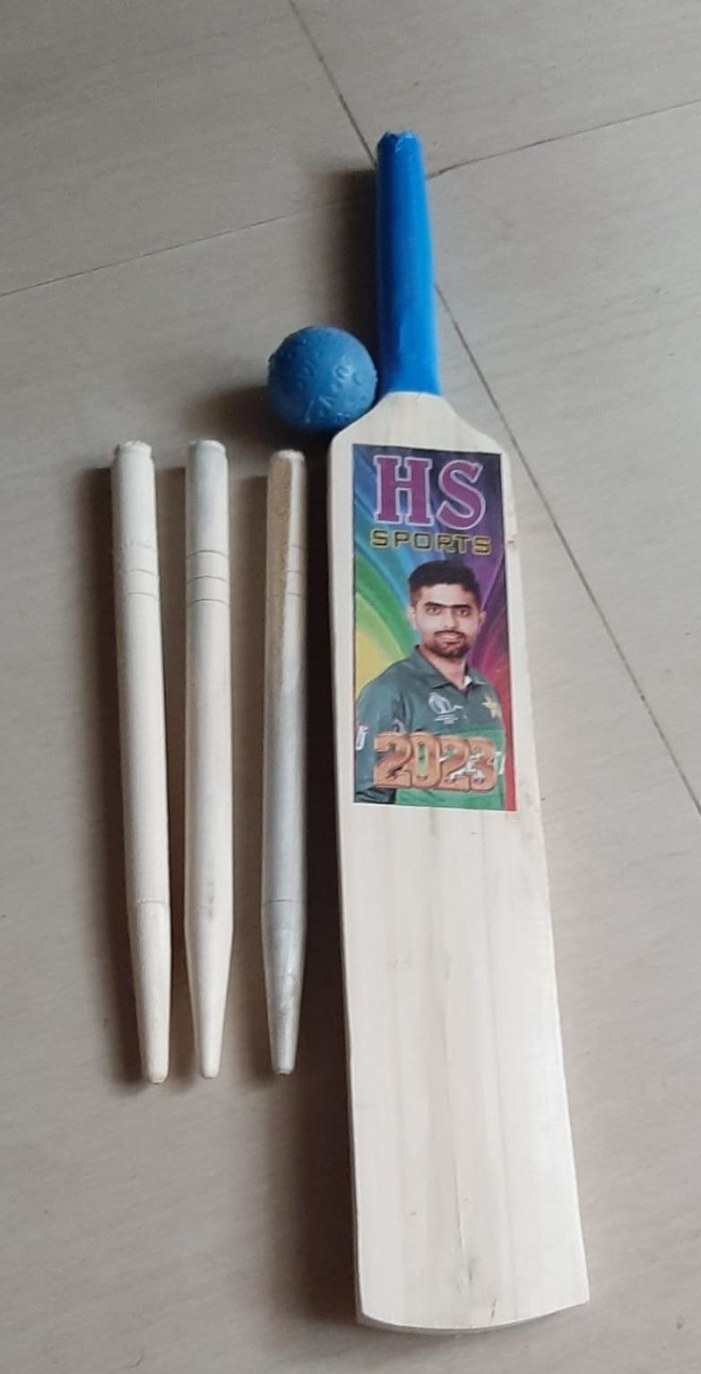 Wooden Bat Set with wickets and ball Recommended For 1 To 5