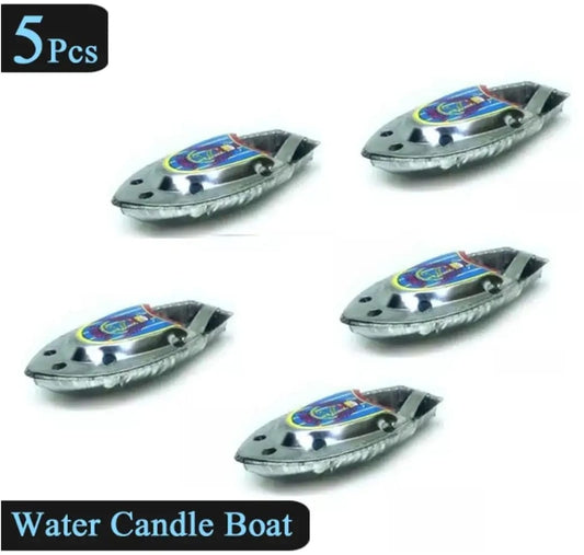 5 Pcs Set - Water Candle Boat Alloy Tin Metal Toy For