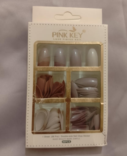 96 PCs Nude Colors Nail Pack Without Glue Or Sticker (random Color)