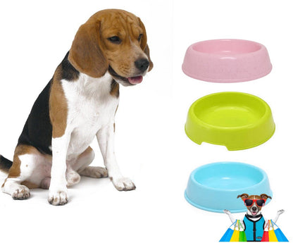 round Shaped food bowl Pet Plastic food bowl (Random Color)