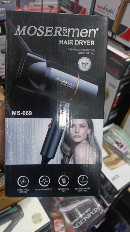 Mosermen 1200W Hair Dryer | Fast Drying, Stylish Design For Men And