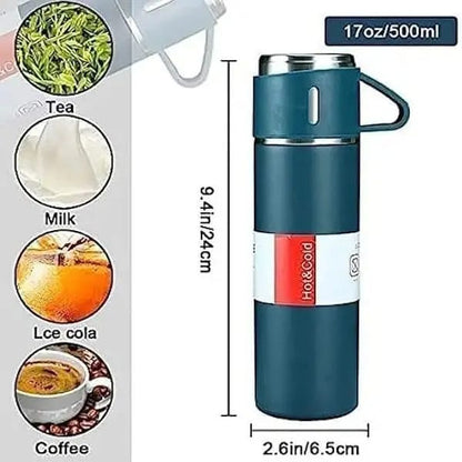Stainless Steel 500ml Hot &amp; Cool Water Bottle (500 ml) (Random color)