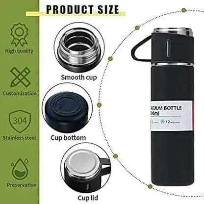 Stainless Steel 500ml Hot &amp; Cool Water Bottle (500 ml) (Random color)