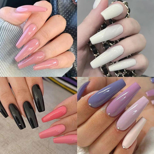 Artificial Nails 144 pcs With Nail Glue, Beautiful Fancy Fake Nails (Random