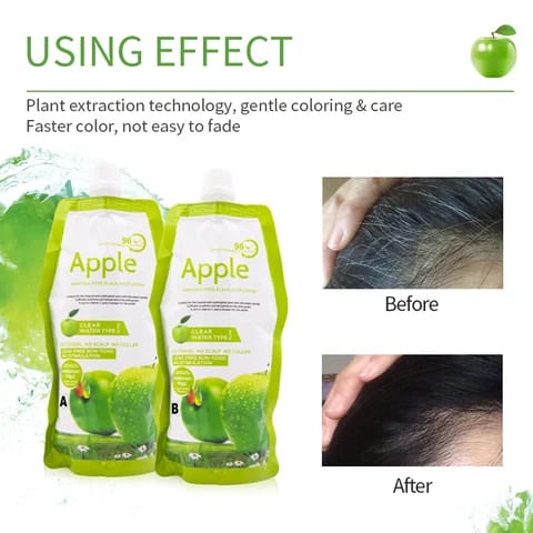Apple Ammonia-Free Black Hair Cream, 100% Organic Black Hair Dye- Natural Black