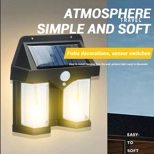 Double Head Antique Solar Sensor Lamp Solar Warm Lighting Lamp Outdoor Wall