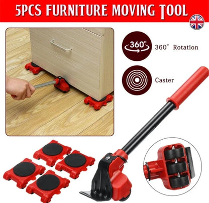 (5 in 1) Heavy Furniture Move Tool Transport Lifter Shifter Moving Kit