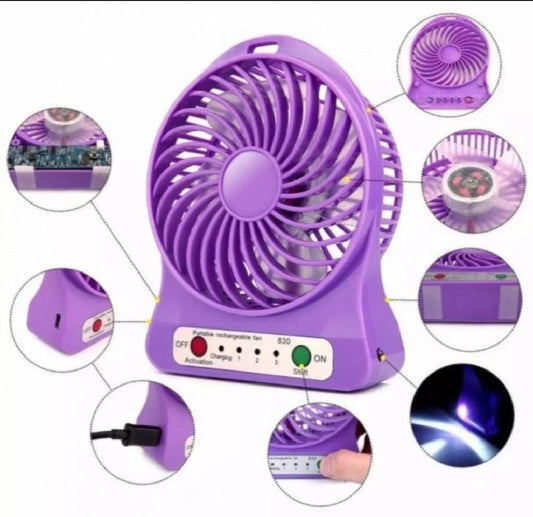 Portable Mini USB Fan Rechargeable Battery | 3-Level Speed Adjustable Electric Cooling